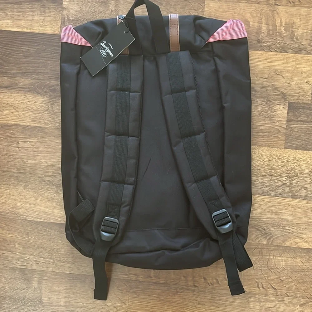 Black Backpack NWT with Brown Leather Straps